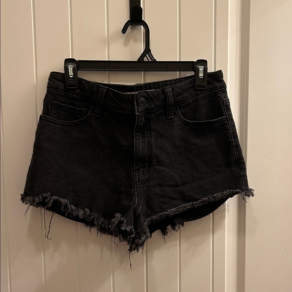 SO Black Jean Shorts with Frayed Hem
